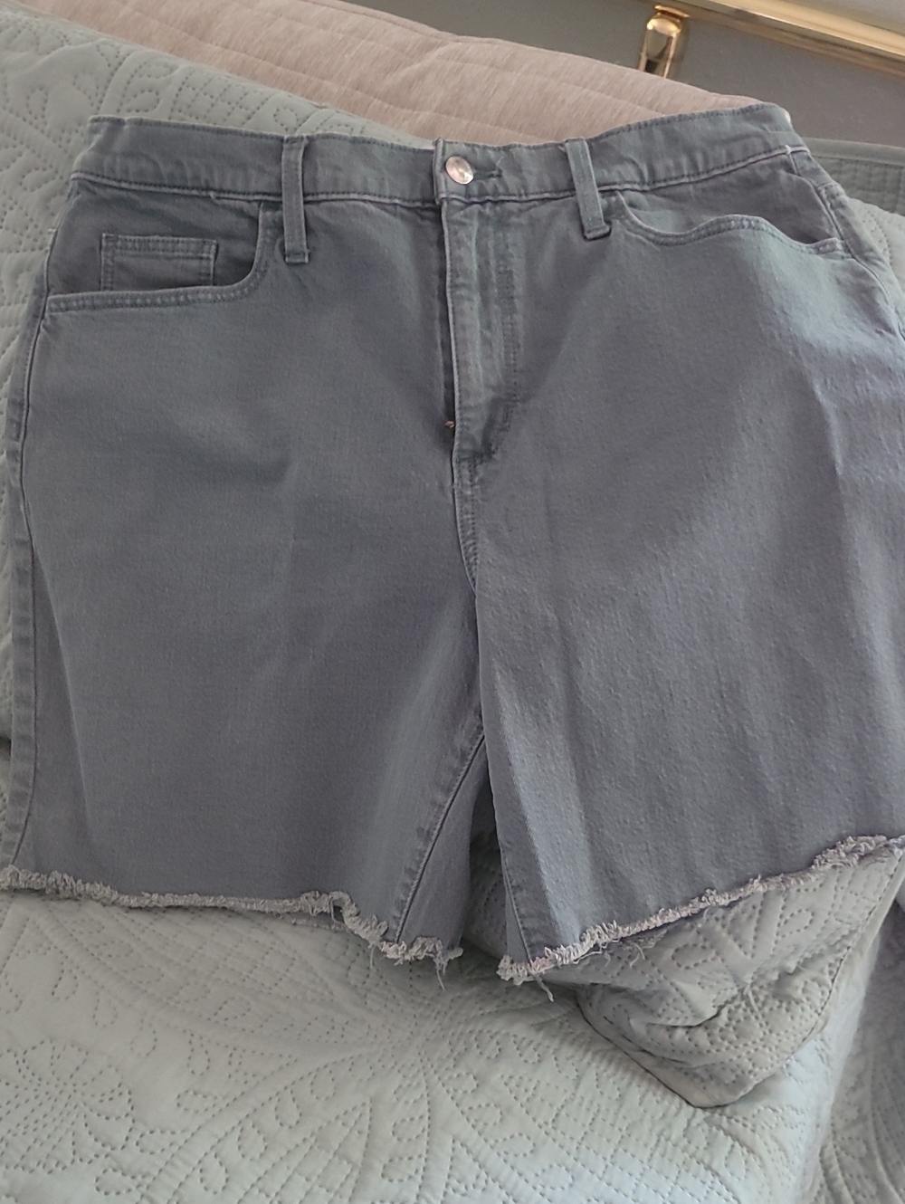 Universal Thread Grayed Teal Frayed Hem Jean Shorts